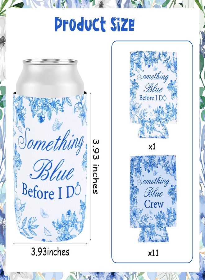 Serencatcher 12pcs Something Blue Before I Do Can Cooler Something Blue Crew Bridal Shower Can Sleeve for Floral Chinoiserie Bachelorette Wedding Engagement Celebration Party Supplies - Image 3